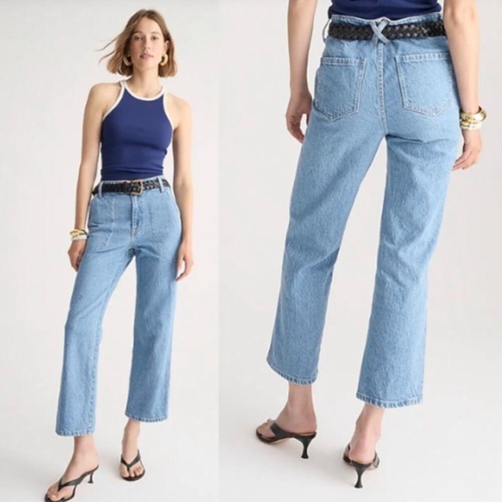 J. Crew Sailor Slim Wide-Leg Jean Cotton BR129 Morning Sky Wash Classic Denim